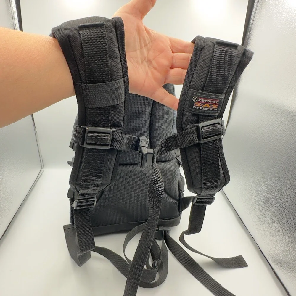 Tamrac Camera Backpack Black Grey SAS Strap Accessory System Vintage Medium Bag
